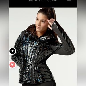 Blanc noir hologram moto jacket size small black and rainbow hologram shine